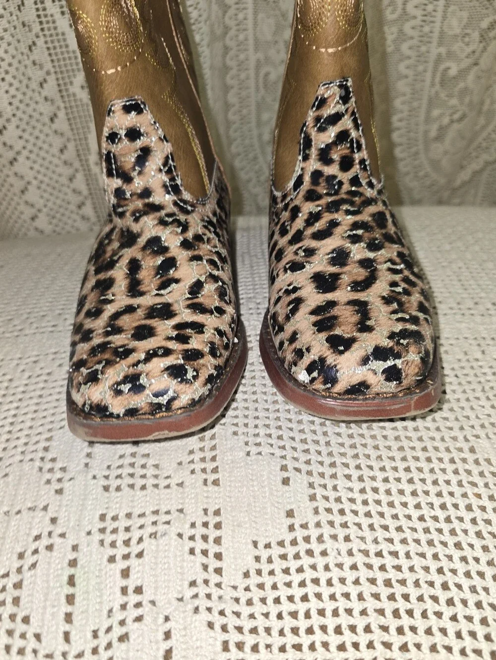 Roper Glitter Leopard Girls Cowboy Boots 3 New Without Tag
